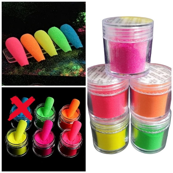 5 PC Set Fluorescent Nail Powder - Picture 1 of 5